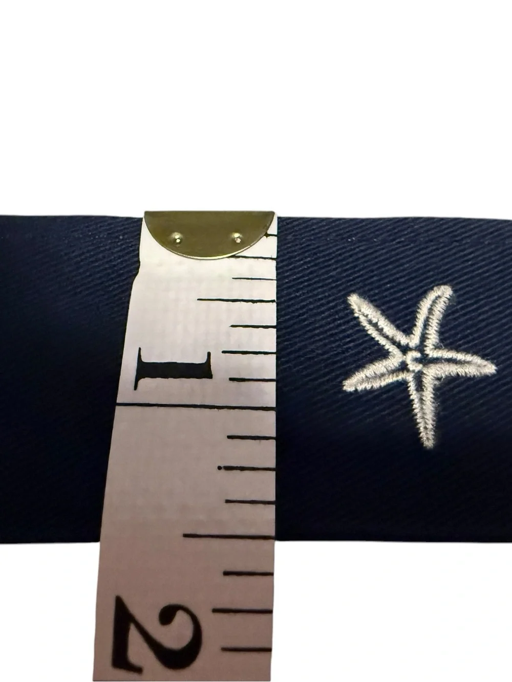 J. Crew Starfish Coastal Preppy Navy Canvas Belt with Silver Double Ring Buckle - Picture 10 of 10